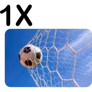 BWK Flexibele Placemat - Voetbal in het Net van het Goal - Set van 1 Placemats - 45x30 cm - PVC Doek - Afneembaar