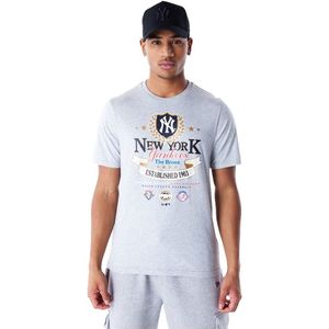 New Era Mlb Badge Graphic New York Yankees T-shirt Met Korte Mouwen Grijs L Man,Vrouw