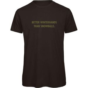 Better winterhands than snowballs wintersport t-shirt Zwart XL - olijfgroen - soBAD. | Foute apres ski outfit | kleding | verkleedkleren | wintersport t-shirt | wintersport dames en heren