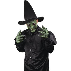 Partychimp Gezichts Masker met Handen Heks met Handen Halloween Masker voor bij Halloween Kostuum Volwassenen - Latex - One-Size