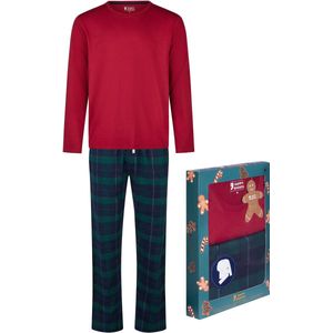 Happy Shorts - Kerst Pyjama Set - Rood/Groen - Shirt en Broek - Flanel