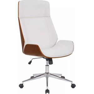 In And OutdoorMatch Premium bureaustoel Rosamond - Wit imitatieleer - Hoogte verstelbaar 44 - 52 cm - Ergonomisch - Luxe