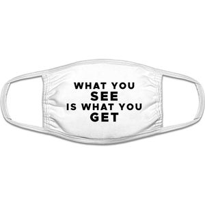 What you see is what you get mondkapje | relatie | carriere | gezichtsmasker | bescherming | bedrukt | logo | Wit mondmasker van katoen, uitwasbaar & herbruikbaar. Geschikt voor OV