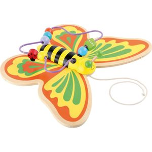 Trek figuur en kralenspiraal - vlinder - Houten speelgoed vanaf 1 jaar