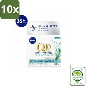 10 x NIVEA - Q10 POWER Dagcrème - Anti-Rimpel Gezichtscrème - Poriën Verfijnend - Voor gemengde tot vette huid - SPF 15 - 50 ml - Grootverpakking - Anti-rimpel Crème - Dagcrème - NIVEA Q10 - Poriën Verfijnende Crème - Vette Huid
