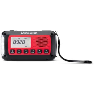 Midland ER100 Noodradio - zaklamp - dynamo - zonnecellen - AM/FM radio, 2600 MAH accu C1665