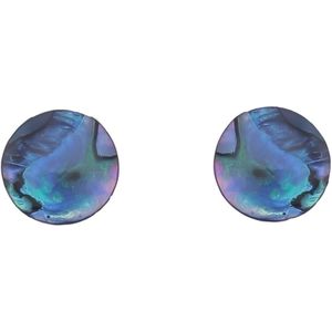 Behave - Oorbellen - oorstekers - oorknoppen - dames - abalone schelp - blauw - 1 cm