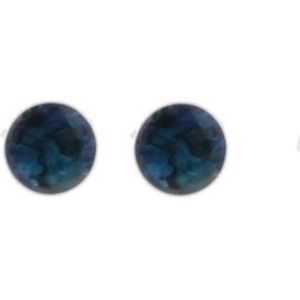 Behave Oorbellen - oorstekers - oorknoppen - dames - abalone schelp - blauw - 1 cm
