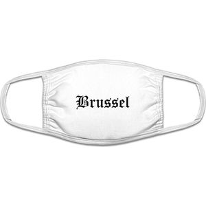 Brussel mondkapje | gezichtsmasker | bescherming | bedrukt | logo | Wit mondmasker van katoen, uitwasbaar & herbruikbaar. Geschikt voor OV
