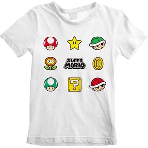 Nintendo Super Mario - Items Kids Tshirt - Kids tm 6 jaar - Wit