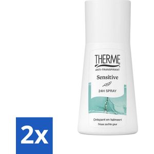 2 x Therme - Sensitive 24H Spray - Product - Verzorgend - Verfrissend - 75ml - Anti-transpirant - Deodorant - Gevoelige Huid - 24 Uur Bescherming - Verzorgende Deodorant
