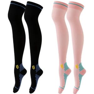 2 paar compressiekousen voor dames, overknee sportkousen, warm voor hardlopen, fietsen en wandelen (36-42 cm)
