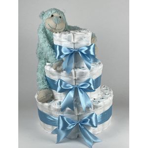 Chouette-Chouette | Luiertaart Jongen | Kraamcadeau | Geboorte Jongen | Babyshower | Aap Groen - hemels Blauw