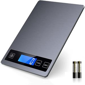 Digitale Keukenweegschaal - 1g Nauwkeurigheid - Weegschaal tot 10kg - RVS en Gehard Glas - Grote Weegoppervlakte - Precieze Voedselweegschaal voor Koken en Bakken
