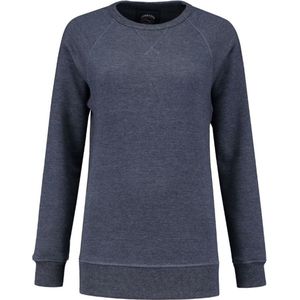 Lemon & Soda heavysweat raglan sweater voor dames donkerblauw gemêleerd maat XL