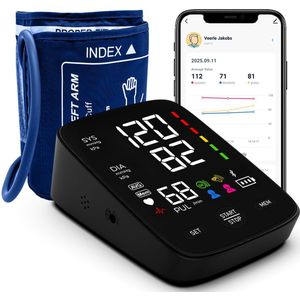 VasQura Bloeddrukmeter P2 Bluetooth - Klinisch Gevalideerd - 2025 Met App - Onregelmatige Hartslag - Bloeddrukmeter Bovenarm - WHO Meter - Manchet: 22-42 cm