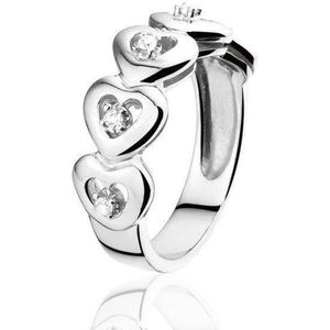 Montebello Ring Adele - 925 Zilver Gerhodineerd - Hart - Maat 54-17.2mm