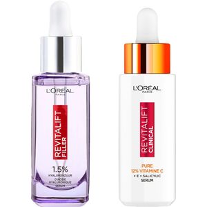 L'Oréal Paris Revitalift Filler 1,5% Hyaluronzuur Serum - hydratatie - 30ml + L'Oréal Paris Revitalift Clinical Vitamine C Serum - 30ml