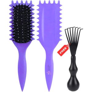Guardian Beauty Haarborstel - Kruldefiniërende Borstel - Met Haarborstelreiniger - Violet