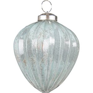 Clayre & Eef Kerstbal Ø 10 cm Turquoise Glas Metaal Kerstdecoratie