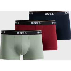 HUGO BOSS Power trunks (3-pack) - heren boxers kort - saliegroen - blauw - donkerrood - Maat: XXL