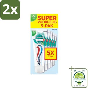 Aquafresh Tandpasta Coolmint - Fris en Beschermend - Voordeelverpakking - 5 tubes - Voordeelverpakking - 2 stuks - Tandpasta - Tandenpoetsen