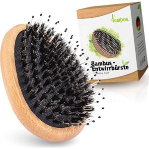 Bamboe haarborstel met wildzwijnharen voor hoofdmassage en haarverzorging - Ontwarringsborstel voor lang haar en krullen