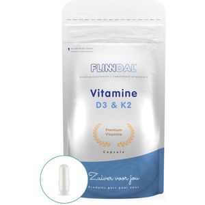 Flinndal Vitamine D3 & K2 Capsules - 62,5 mcg Vitamine D3 (2500 IE) - 100 mcg Vitamine K2 - Combinatie om Botten Gezond te Houden - 90 Capsules