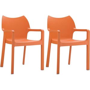 Stoelen - Eetkamerstoelen - Set van 2 - Kunststof - Oranje - 57x53x84 cm