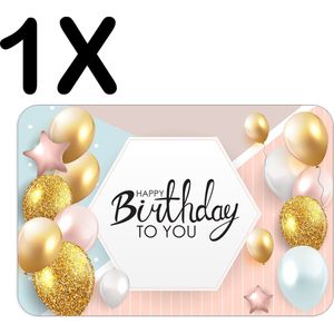 BWK Luxe Placemat - Happy Birthday - Verjaardag Sfeer met Ballonnen - Set van 1 Placemats - 45x30 cm - 2 mm dik Vinyl - Anti Slip - Afneembaar