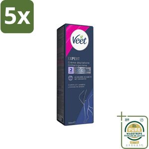 5 x Veet Expert - Ontharingscreme met sheaboter - Lichaam & benen - Alle huidtypes - 100ml - Grootverpakking - Ontharing - Haarentfernung - Haarentferningscrème - Haarentferningscrème Met Sheaboter - Ontharingscrème