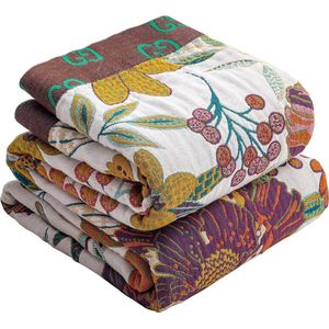 Inovra ® Stijlvolle Dubbelzijdige Boho Sprei van 100% Katoen met Bloemenpatroon en Kwastjes 200 x 230 cm