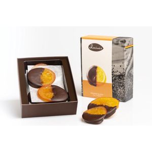 Duva Premium Gedipte Sinas, Sinaasappel Schijven Gedipt in Belgische Pure Chocolade 200g