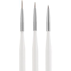 Nail art 3 witte penselen - Kwast - Eyelinerkwast - Liner - Brush - Fineliner -  totaal 3 kwasten