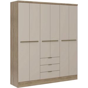 Vente-unique Kast met 6 deuren en 3 lades - L180 cm - Kleur: beige en naturel - PEROLI