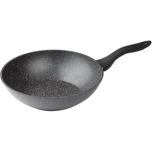Ernesto - Aluminium Wokpan - 28 cm - Granietlook - Soft touch handvat - Geschikt voor alle warmtebronnen incl inductie