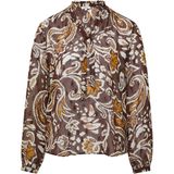 Blouse - Chiffon - All-over Print - Vrouwelijke Kraag met Ruches