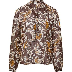 Blouse - Chiffon - All-over Print - Vrouwelijke Kraag met Ruches