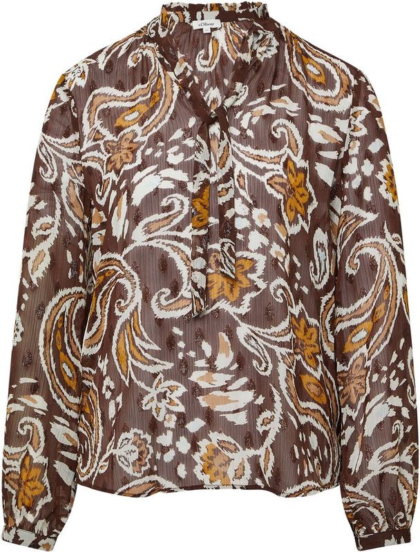 Blouse - Chiffon - All-over Print - Vrouwelijke Kraag met Ruches