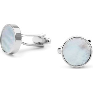 Suitable - Manchetknoop Studs Rond Zilver Wit - Heren - Maat -