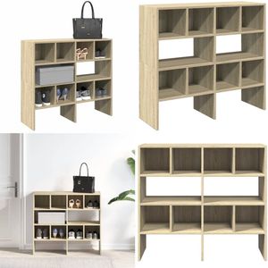 vidaXL Schoenenrekken 2 st stapelbaar 89,5x30x40 cm sonoma eikenkleur - Schoenenrek - Schoenrekken - Schoen Opbergrek - Schoenorganisator