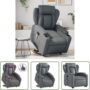 vidaXL Massagestoel - Relaxfauteuil - Sta-op-massagestoel verstelbaar kunstleer grijs - Elektrisch Bedienbare Stoel - Sta-op Stoel - Loungestoel