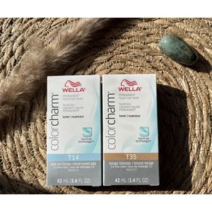 DUOPACK - Wella Color Charm Toner - T14 + T35 - Pale Ash Blonde & Beige Blonde - Wella toner - Haartoner - Antigeel - Anti oranje - Ashy hair