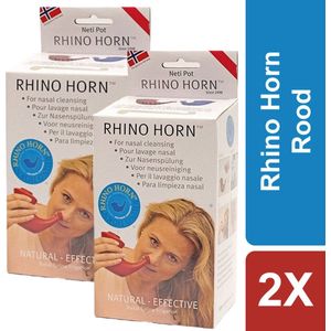 Rhino Horn Neusdouche Rood - Neti Pot - Voordeelverpakking - 2 stuks - Verlichting bij Hooikoorts en Verkoudheid