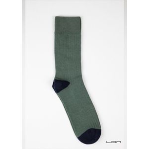 LON sokken - katoen met kasjmier - groen/marine blauw - maat 39-42 - zacht - licht van gewicht - ademend - vochtregulerend - neutraliseert geur - natuurlijke antibacteriële eigenschappen - optimale pasvorm - stimulerend voor voeten - Made in Portugal
