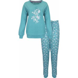 Tenderness Dames Pyjama - Katoen - Lange Mouwen - Aqua Groen - Maat 3XL
