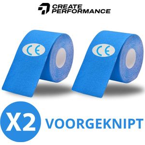 CREATE PERFORMANCE - Kinesiotape - Fysio Tape - Sport tape - 2 Stuks - Blauw - Inclusief Tape Tasje