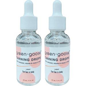 green-goose® Organic Tanning Drops - Light - 2x30ml - Zelfbruinende Druppels - 100% Biologisch, Natuurlijk & Diervriendelijk - Organic, Vegan & Cruelty Free