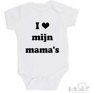 100% Katoenen Romper ""I mijn mama's"" Unisex Katoen Wit/zwart Maat 62/68