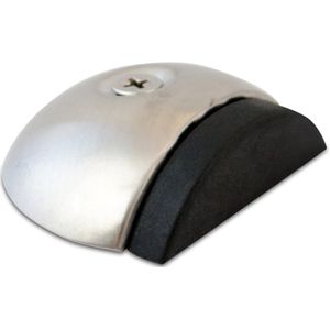 Deurstopper bodem - roestvrij stalen vloerdeurstopper plat met rubberen deurbuffer - om te schroeven incl. bevestigingsmateriaal - B: 5,6 cm H: 1,7 cm